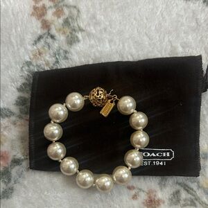 Vintage Coach Pearl Bracelet with Gold Accents